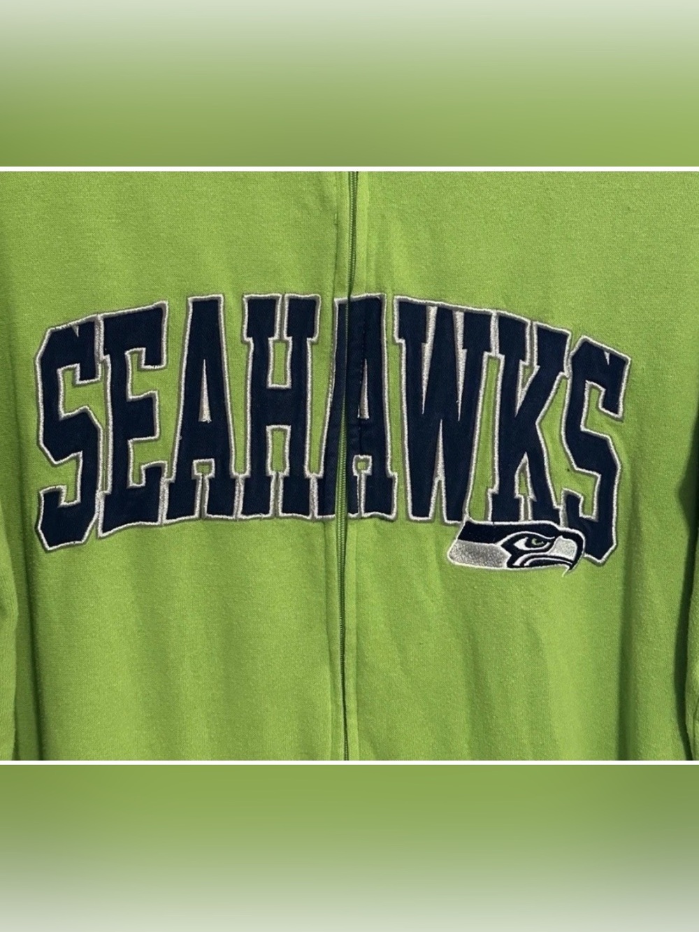 NFL Team Apparel Seattle Seahawks Green Hooded Zip Front One-Piece Pajamas L - Picture 3 of 5